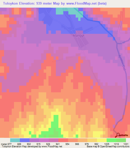 Toloykon,Kyrgyzstan Elevation Map