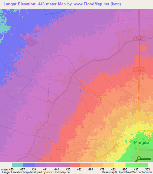 Langar,Uzbekistan Elevation Map