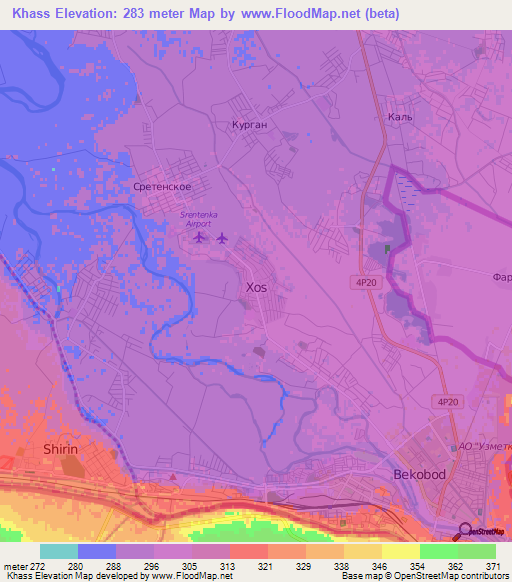 Khass,Uzbekistan Elevation Map