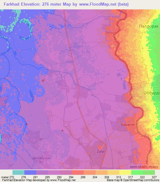 Farkhad,Uzbekistan Elevation Map