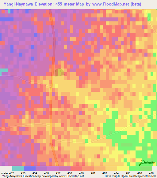 Yangi-Naynawa,Uzbekistan Elevation Map