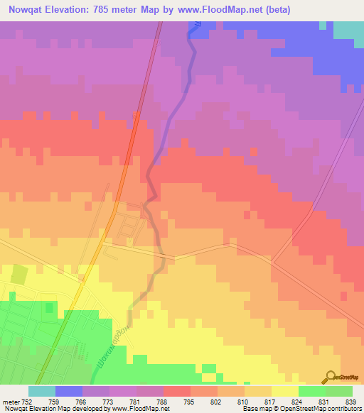 Nowqat,Uzbekistan Elevation Map