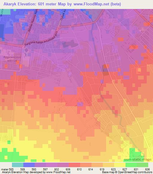 Akaryk,Uzbekistan Elevation Map