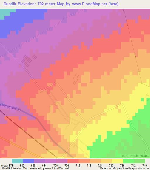 Dustlik,Uzbekistan Elevation Map