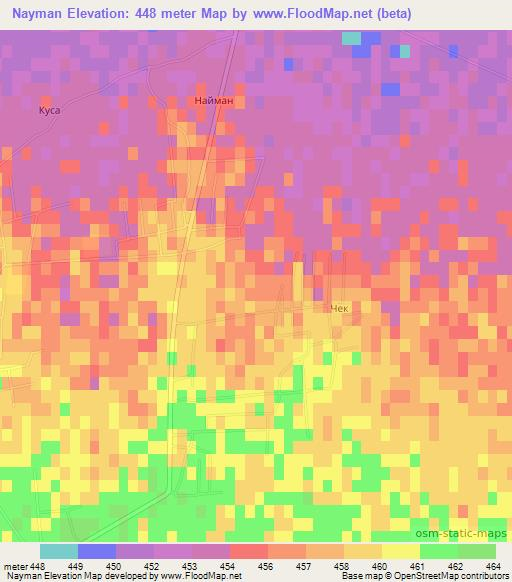 Nayman,Uzbekistan Elevation Map