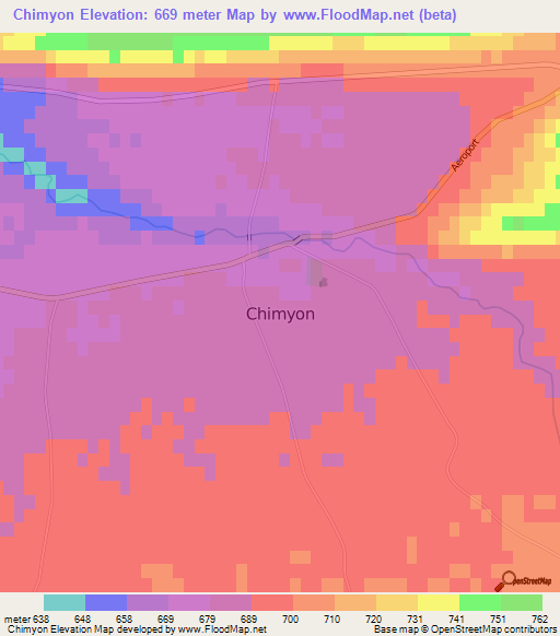 Chimyon,Uzbekistan Elevation Map