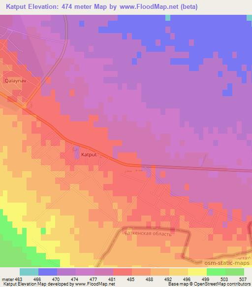 Katput,Uzbekistan Elevation Map