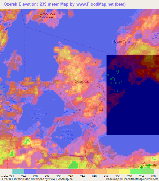 Ozersk,Russia Elevation Map