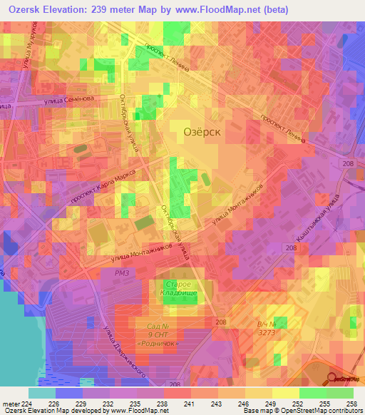 Ozersk,Russia Elevation Map