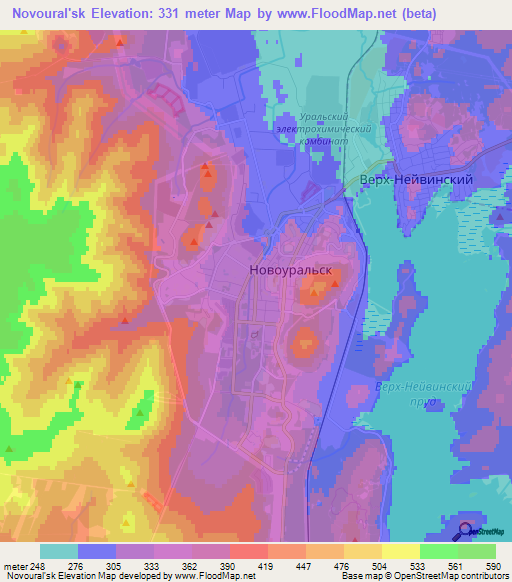 Novoural'sk,Russia Elevation Map