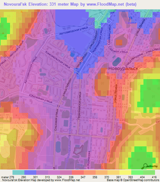 Novoural'sk,Russia Elevation Map