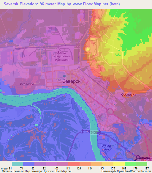 Seversk,Russia Elevation Map