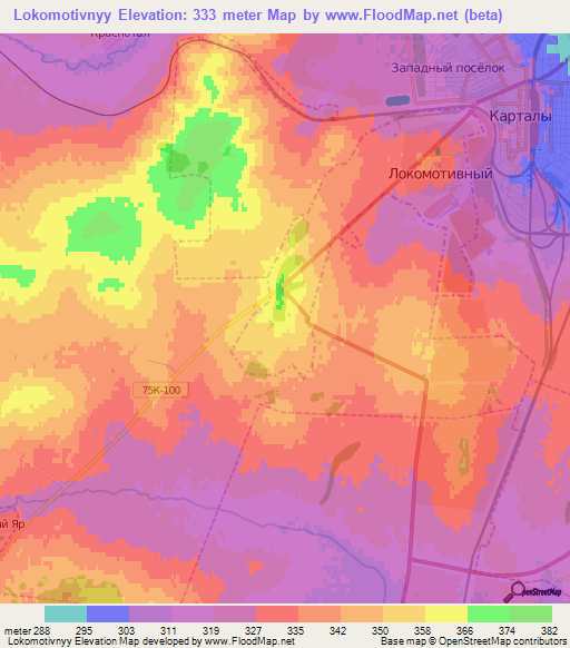 Lokomotivnyy,Russia Elevation Map