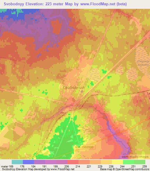 Svobodnyy,Russia Elevation Map