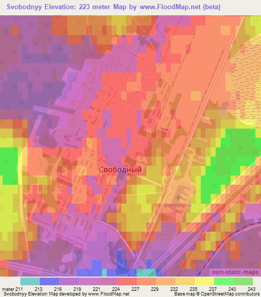 Svobodnyy,Russia Elevation Map