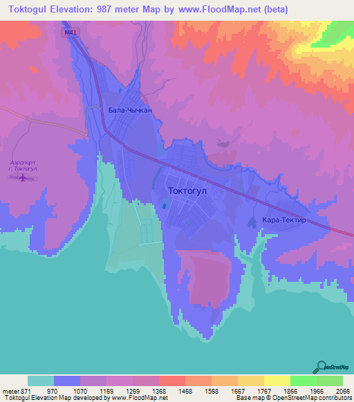 Toktogul,Kyrgyzstan Elevation Map