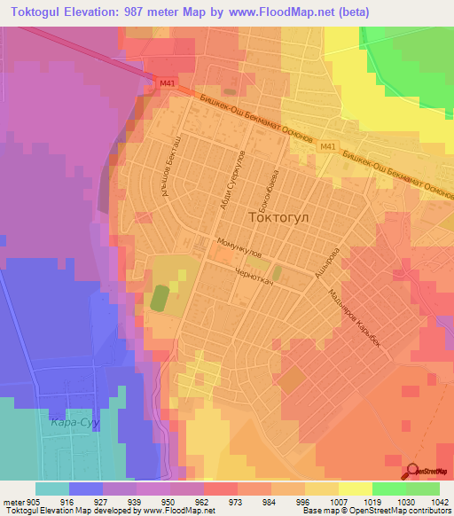 Toktogul,Kyrgyzstan Elevation Map