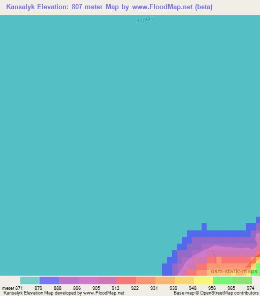 Kansalyk,Kyrgyzstan Elevation Map