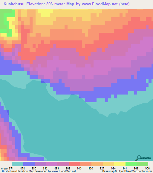 Kushchusu,Kyrgyzstan Elevation Map