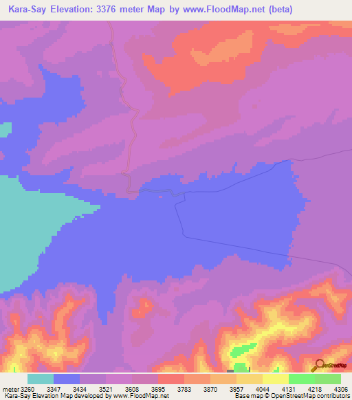 Kara-Say,Kyrgyzstan Elevation Map