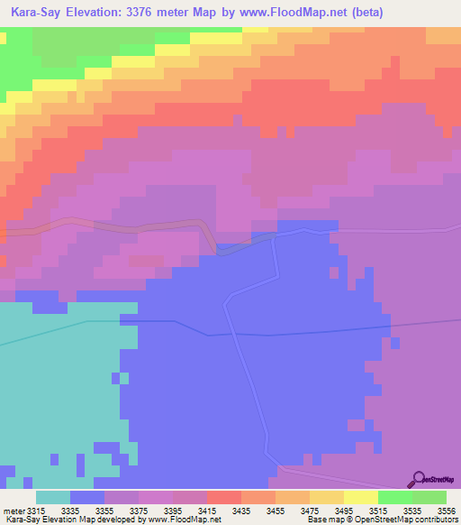 Kara-Say,Kyrgyzstan Elevation Map