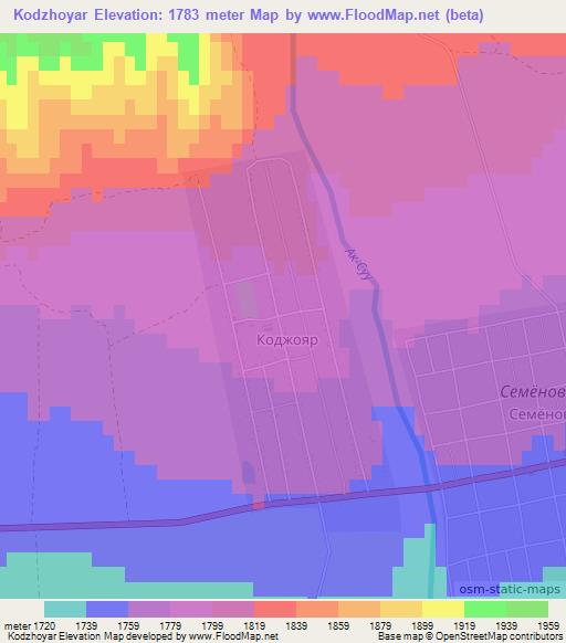 Kodzhoyar,Kyrgyzstan Elevation Map