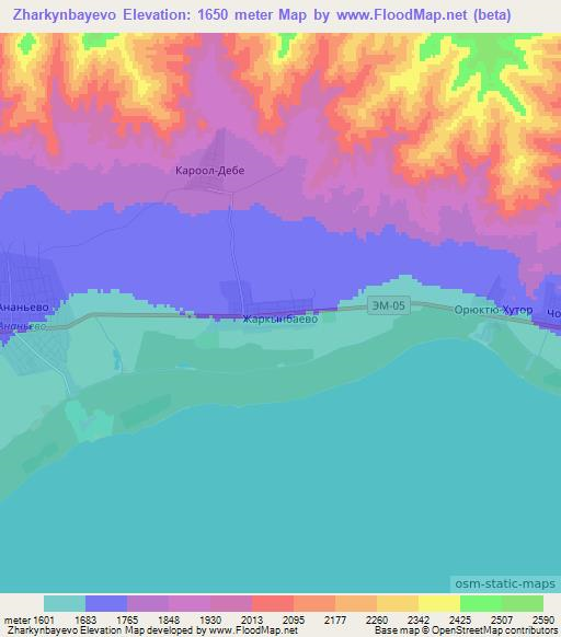 Zharkynbayevo,Kyrgyzstan Elevation Map