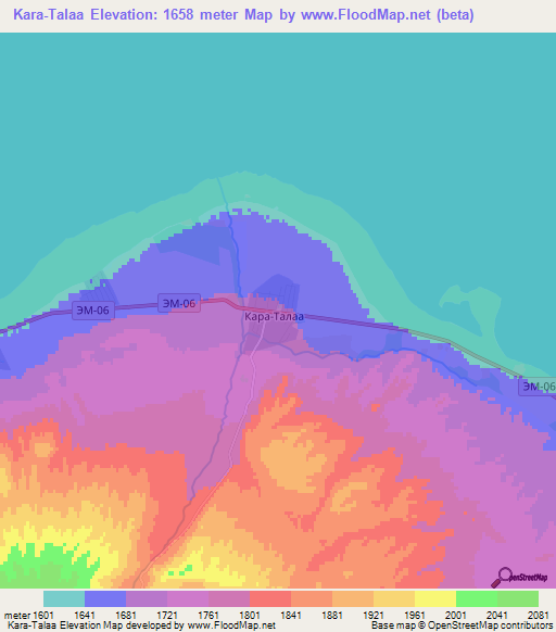 Kara-Talaa,Kyrgyzstan Elevation Map