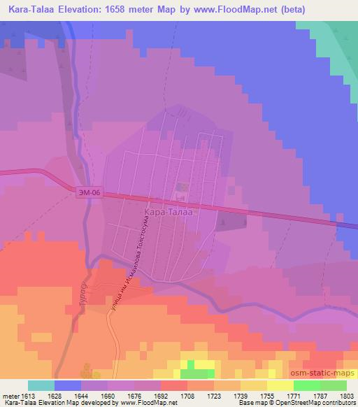 Kara-Talaa,Kyrgyzstan Elevation Map
