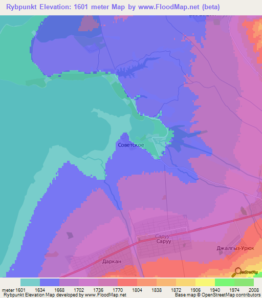 Rybpunkt,Kyrgyzstan Elevation Map