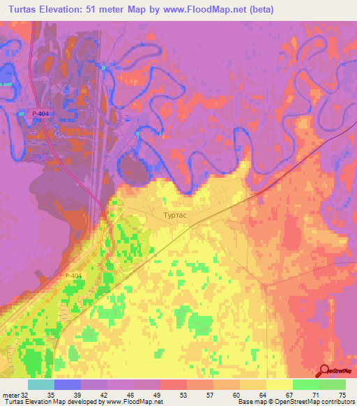 Turtas,Russia Elevation Map