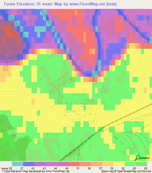 Turtas,Russia Elevation Map