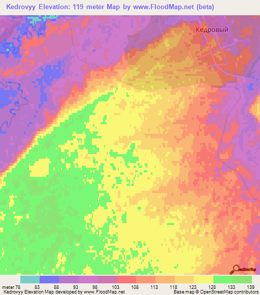 Kedrovyy,Russia Elevation Map