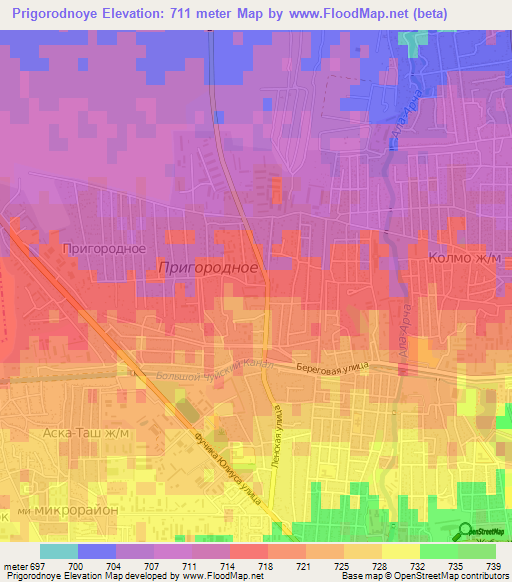 Prigorodnoye,Kyrgyzstan Elevation Map