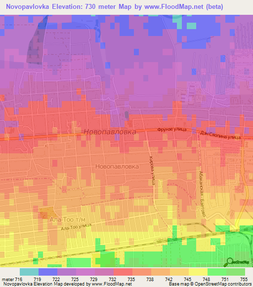 Novopavlovka,Kyrgyzstan Elevation Map