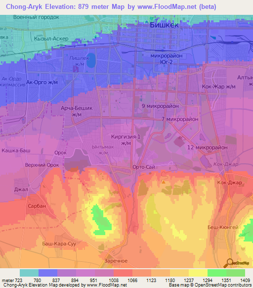 Chong-Aryk,Kyrgyzstan Elevation Map