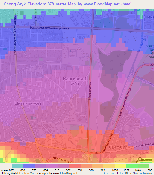 Chong-Aryk,Kyrgyzstan Elevation Map