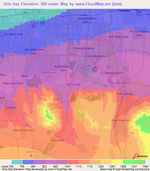 Orto-Say,Kyrgyzstan Elevation Map