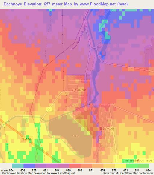 Dachnoye,Kyrgyzstan Elevation Map