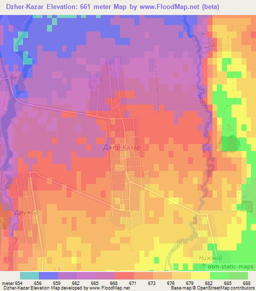 Dzher-Kazar,Kyrgyzstan Elevation Map