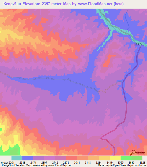 Keng-Suu,Kyrgyzstan Elevation Map