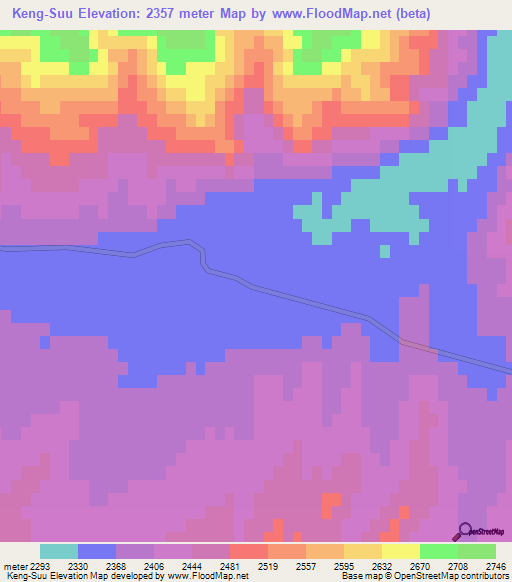 Keng-Suu,Kyrgyzstan Elevation Map