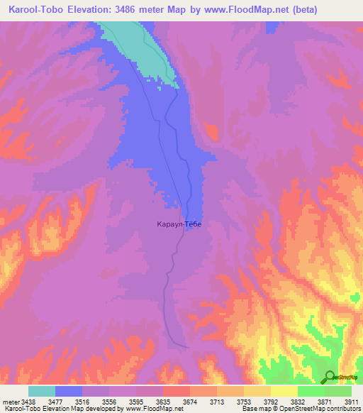 Karool-Tobo,Kyrgyzstan Elevation Map