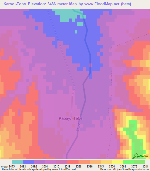 Karool-Tobo,Kyrgyzstan Elevation Map