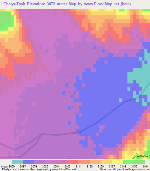 Chatyr-Tash,Kyrgyzstan Elevation Map