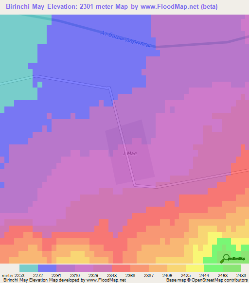 Birinchi May,Kyrgyzstan Elevation Map