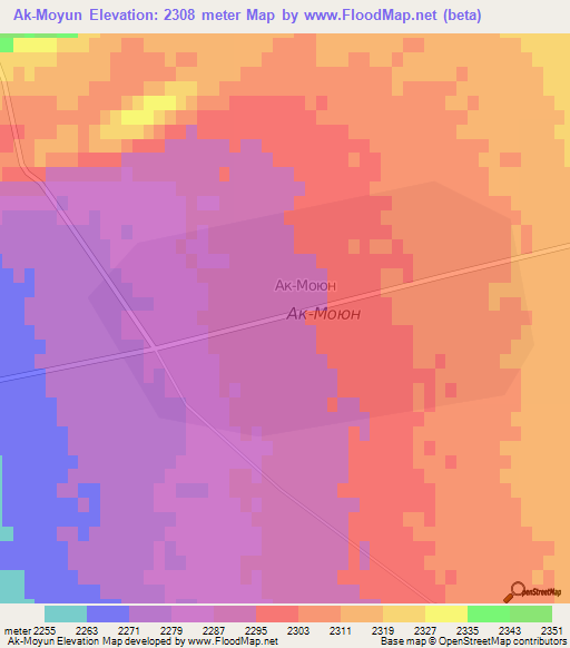 Ak-Moyun,Kyrgyzstan Elevation Map