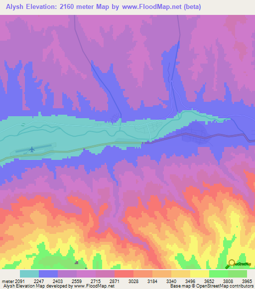 Alysh,Kyrgyzstan Elevation Map