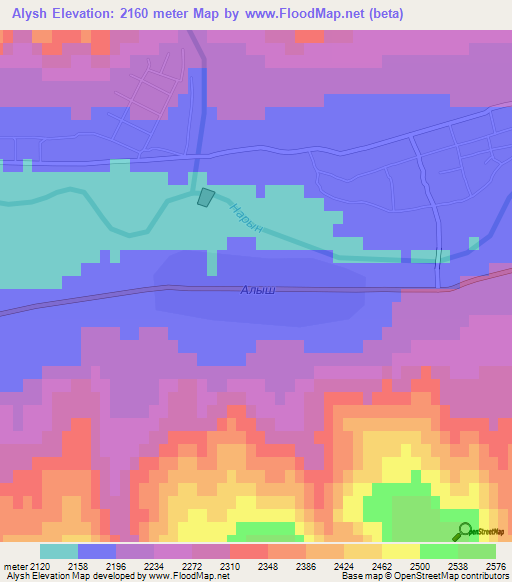 Alysh,Kyrgyzstan Elevation Map