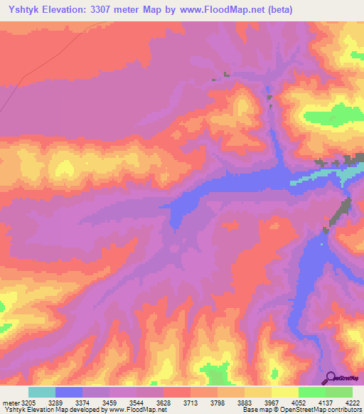 Yshtyk,Kyrgyzstan Elevation Map